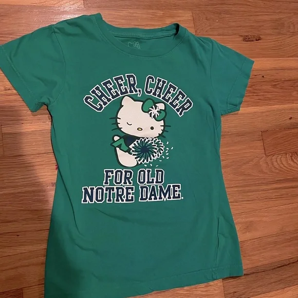 Hello Kitty Cheerleader Notre Dame Fighting Irish Tee Girls size 12 - Picture 1 of 3